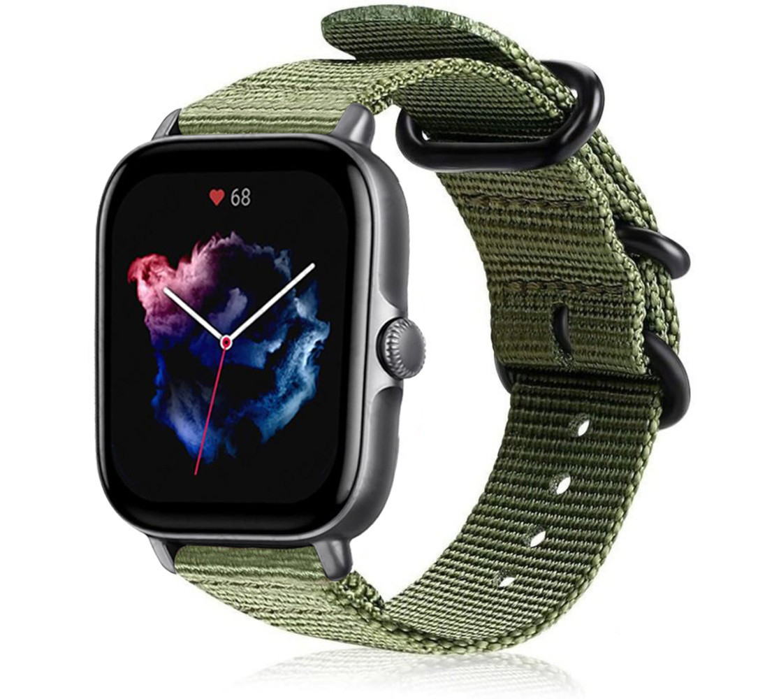 Strap-it Strap-it Bracelet nylon boucle Amazfit GTS 3 (vert)