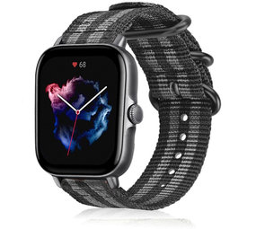 Strap-it Bracelet nylon boucle Amazfit GTS 3 (noir/gris)