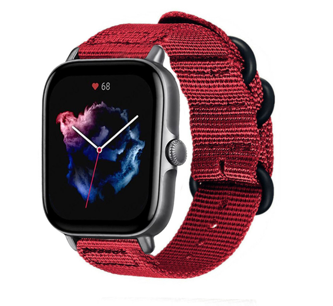 Strap-it Strap-it Bracelet nylon boucle Amazfit GTS 3 (rouge)