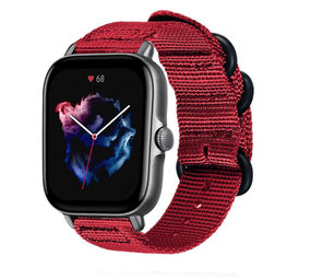 Strap-it Bracelet nylon boucle Amazfit GTS 3 (rouge)