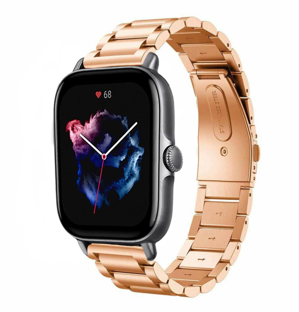 Strap-it Strap-it Bracelet acier Amazfit GTS 3 (or rose)