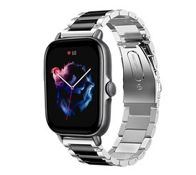 Strap-it Bracelet acier Amazfit GTS 3 (argent/noir)