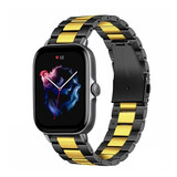 Strap-it Bracelet acier Amazfit GTS 3 (noir/or)