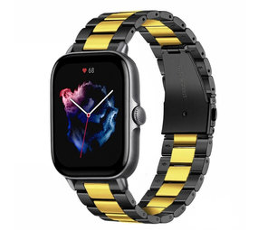 Strap-it Bracelet acier Amazfit GTS 3 (noir/or)