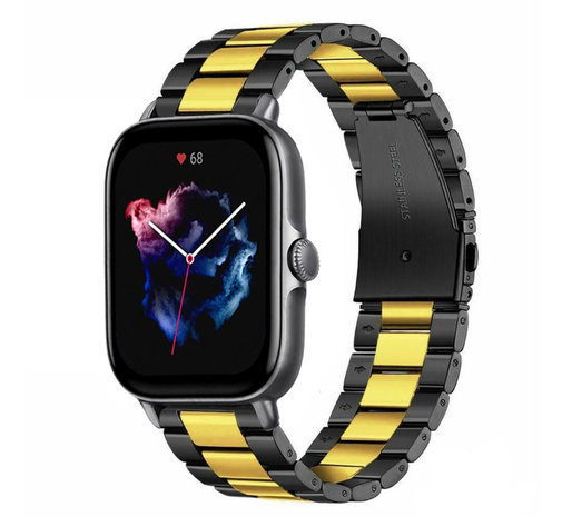 Strap-it Strap-it Bracelet acier Amazfit GTS 3 (noir/or)