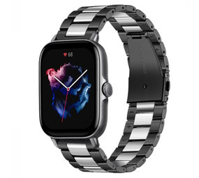 Strap-it Bracelet acier Amazfit GTS 3 (noir/argent)