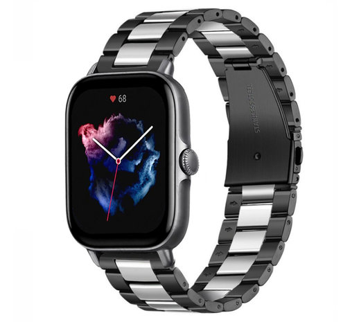 Strap-it Strap-it Bracelet acier Amazfit GTS 3 (noir/argent)