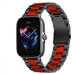 Strap-it Bracelet acier Amazfit GTS 3 (noir/rouge)