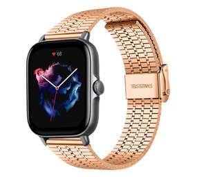 Strap-it Bracelet acier inoxydable Amazfit GTS 3 (or rose)