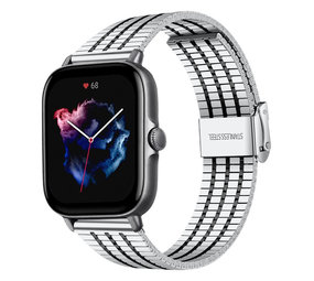 Strap-it Bracelet acier inoxydable Amazfit GTS 3 (argent/noir)