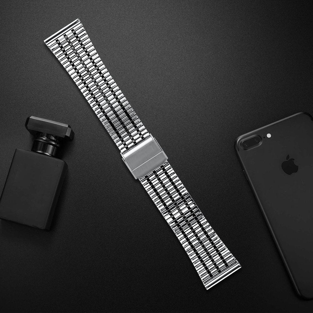 Strap-it Strap-it Bracelet acier inoxydable Amazfit GTS 3 (argent/noir) Strap-it Strap-it Bracelet acier inoxydable Amazfit GTS 3 (argent/noir)