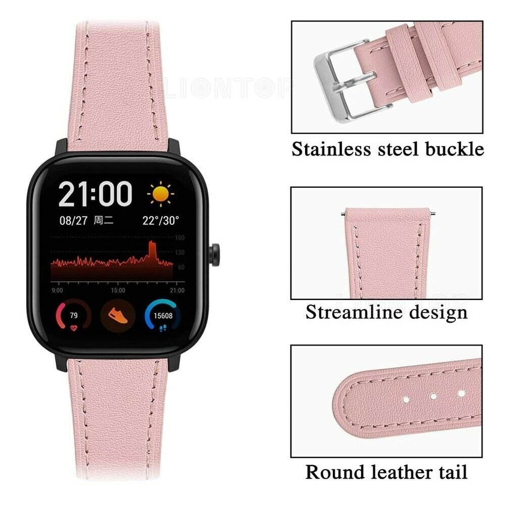 Strap-it Strap-it Bracelet cuir Amazfit GTS 3 (rose)
