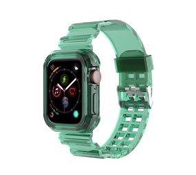 Strap-it Bracelet clear TPU Apple Watch (vert transparent)