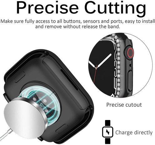 Strap-it Strap-it Coque de protection Diamant Apple Watch 7/8/9 41mm (noir) Strap-it Strap-it Coque de protection Diamant Apple Watch 7/8/9 41mm (noir)