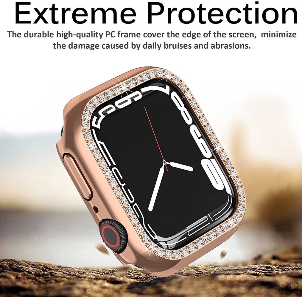Strap-it Strap-it Coque de protection Diamant Apple Watch 7/8/9 41mm (or rose)