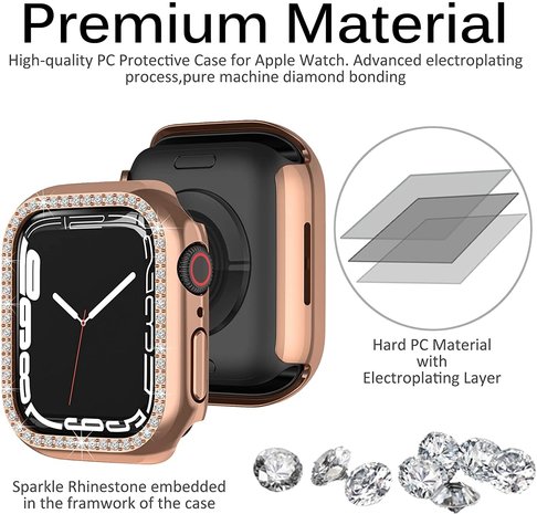 Strap-it Strap-it Coque de protection Diamond Apple Watch 7/8/9 45mm (or rose) Strap-it Strap-it Coque de protection Diamond Apple Watch 7/8/9 45mm (or rose)