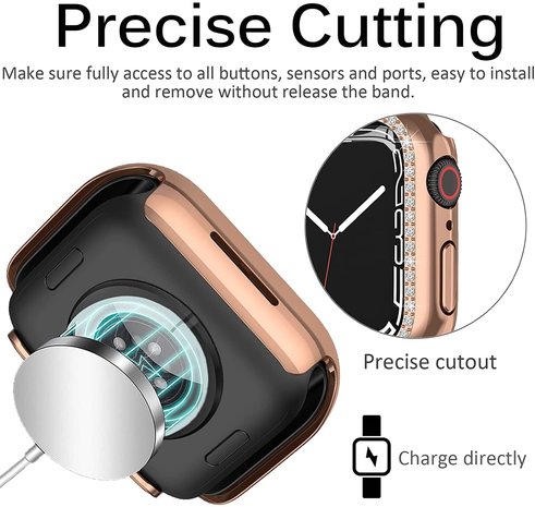 Strap-it Strap-it Coque de protection Diamond Apple Watch 7/8/9 45mm (or rose) Strap-it Strap-it Coque de protection Diamond Apple Watch 7/8/9 45mm (or rose)