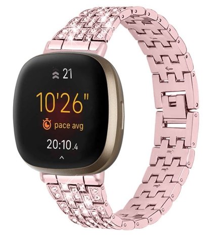 Strap-it Strap-it Bracelet Diamant Fitbit Versa 3 (rose)