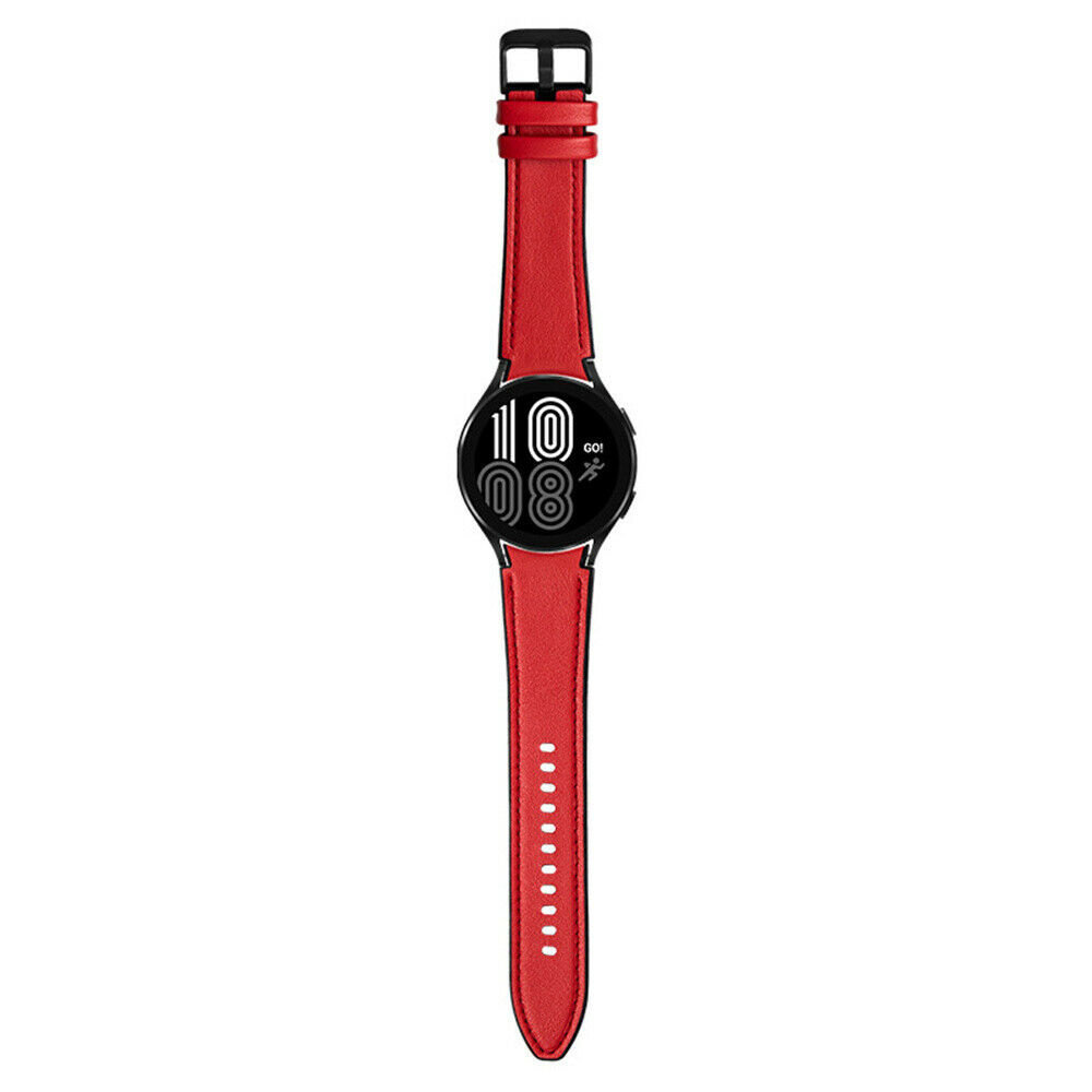 Strap-it Strap-it Bracelet cuir hybride Samsung Galaxy Watch 4 - 44mm Rouge