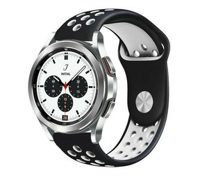 Strap-it Bracelet sport Samsung Galaxy Watch 4 Classic 42mm (noir/blanc) Strap-it Bracelet sport Samsung Galaxy Watch 4 Classic 42mm (noir/blanc)