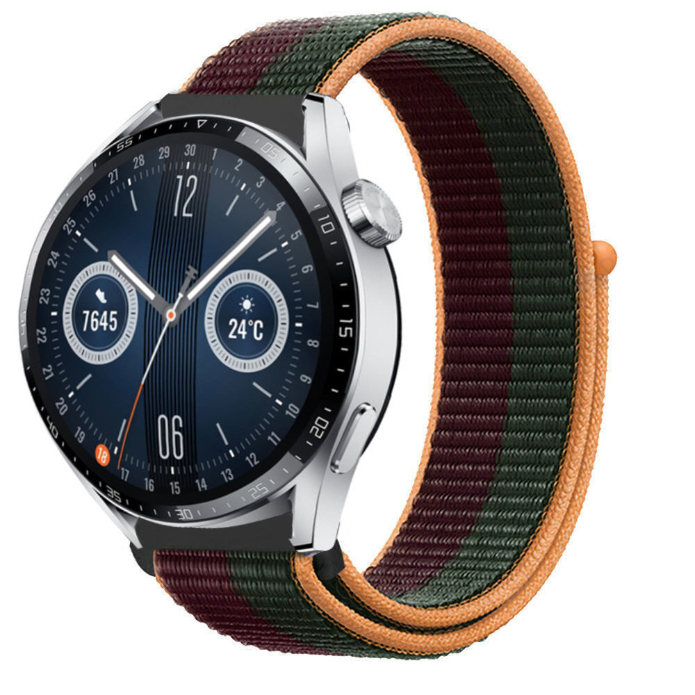 Strap-it Strap-it Bracelet nylon Huawei Watch GT 3 46mm (vert foncé et cerise)