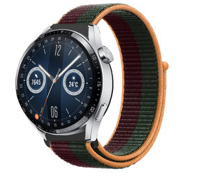 Strap-it Bracelet nylon Huawei Watch GT 3 46mm (vert foncé et cerise)