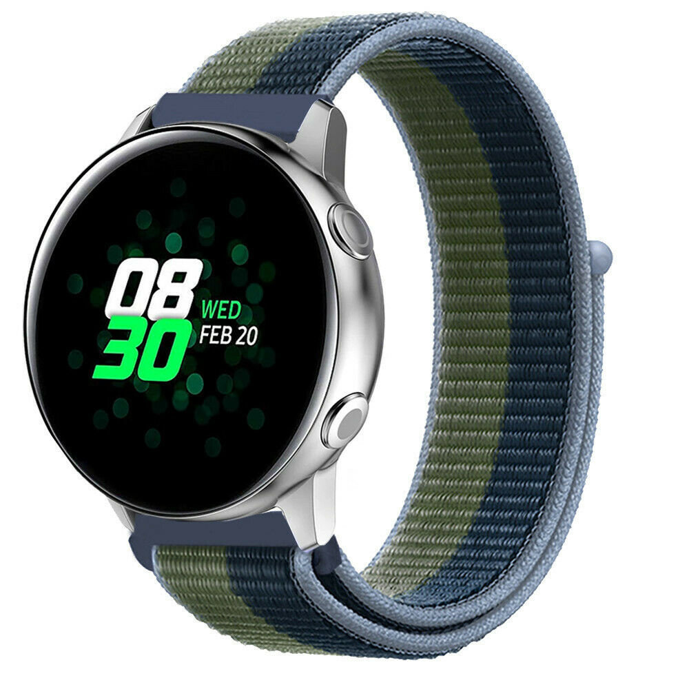 Strap-it Strap-it Bracelet nylon Samsung Galaxy Watch Active (vert et bleu)