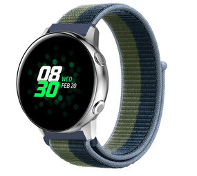 Strap-it Bracelet nylon Samsung Galaxy Watch Active (vert et bleu)