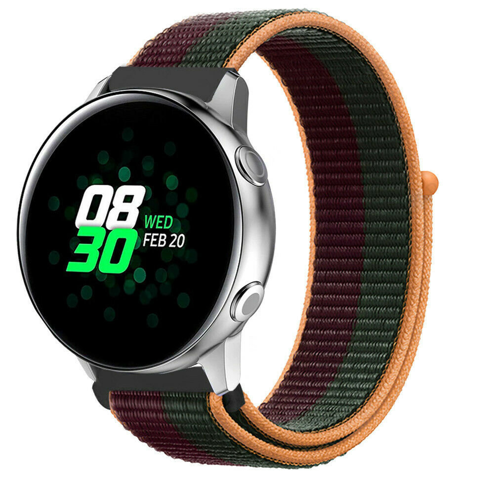 Strap-it Strap-it Bracelet nylon Samsung Galaxy Watch Active (vert foncé cerise)