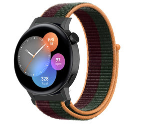 Strap-it Bracelet nylon Huawei Watch GT 3 42mm (vert foncé et cerise)