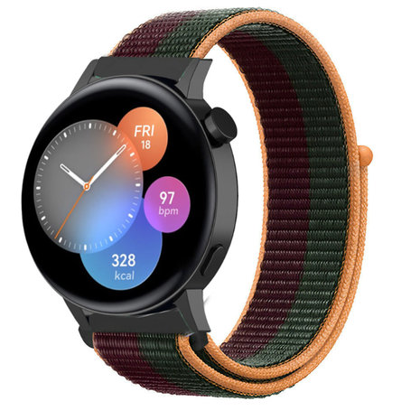 Strap-it Strap-it Bracelet nylon Huawei Watch GT 3 42mm (vert foncé et cerise)