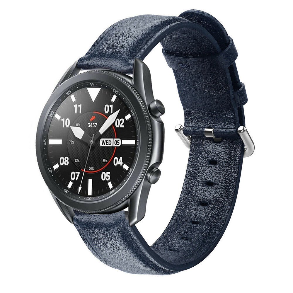 Strap-it Strap-it Bracelet cuir Samsung Galaxy Watch 3 45mm (bleu foncé)