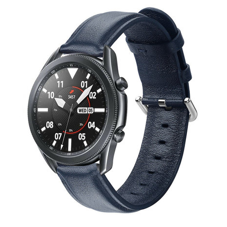 Strap-it Strap-it Bracelet cuir Samsung Galaxy Watch 3 45mm (bleu foncé)