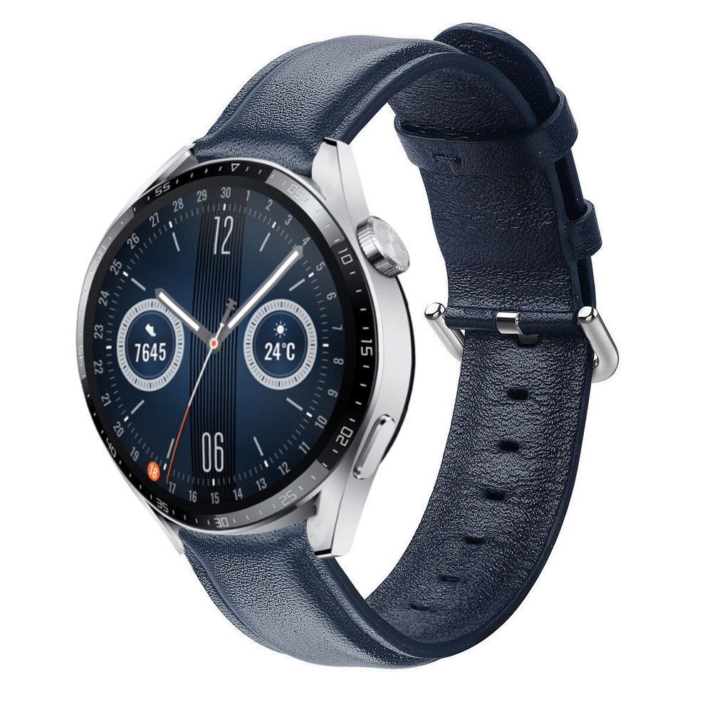 Strap-it Strap-it Bracelet cuir Huawei Watch GT 3 46mm (bleu foncé)