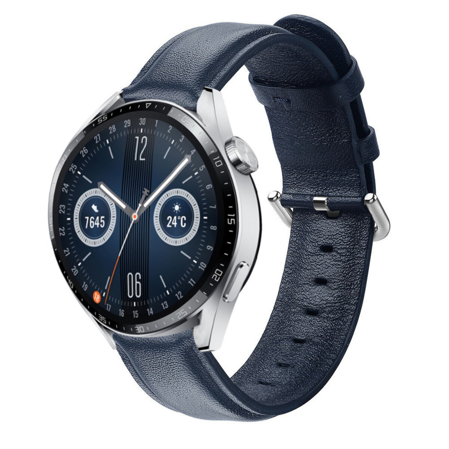 Bracelet cuir Huawei Watch GT 3 46mm bleu fonc