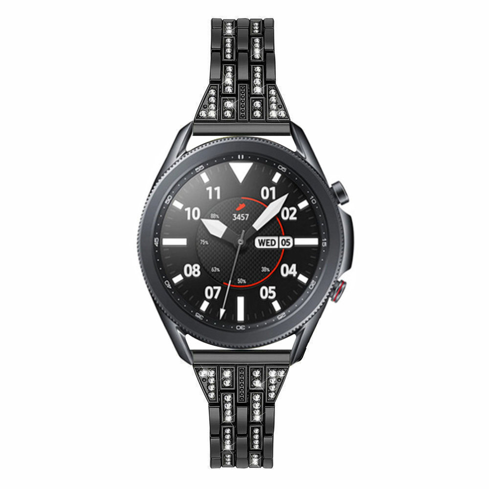 Strap-it Bracelet acier petits diamants Samsung Galaxy Watch 3 45mm (noir) Strap-it Bracelet acier petits diamants Samsung Galaxy Watch 3 45mm (noir)