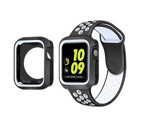 Strap-it Bracelet sport Apple Watch 7 + étui TPU (blanc/noir)