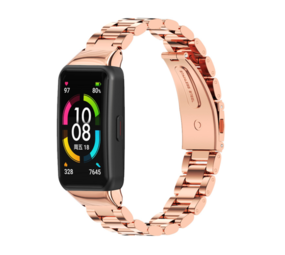 Strap-it© Bracelet acier Honor Band 6 (or rose)