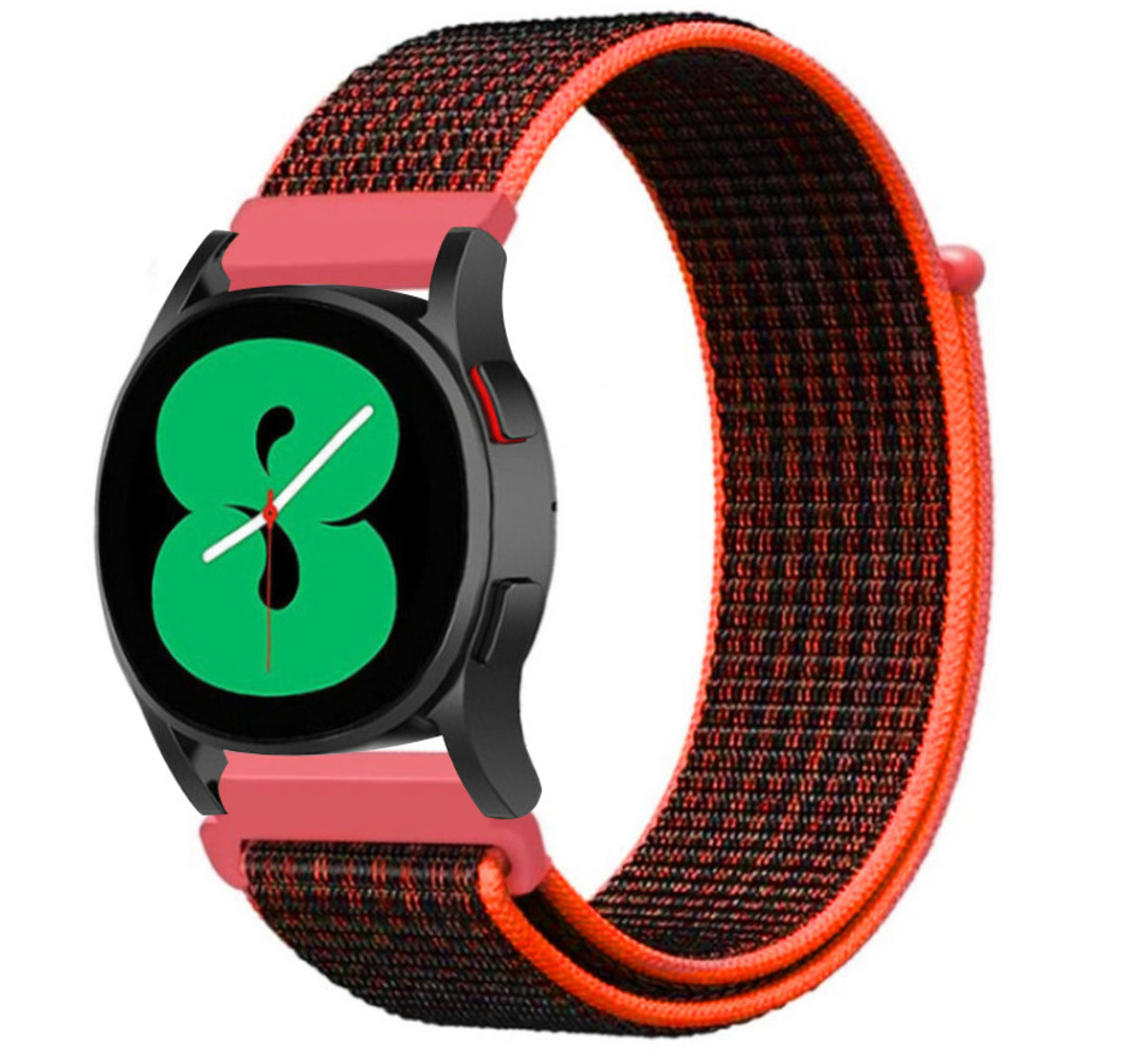 Strap-it Strap-it Bracelet nylon Samsung Galaxy Watch 4 - 40mm (noir/orange)