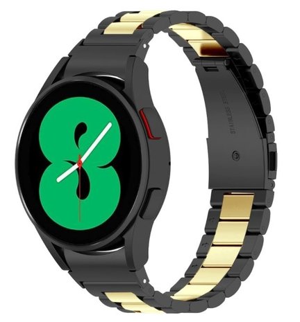 Strap-it Strap-it Bracelet acier maillons Galaxy Watch 4 - 40mm (noir/or)