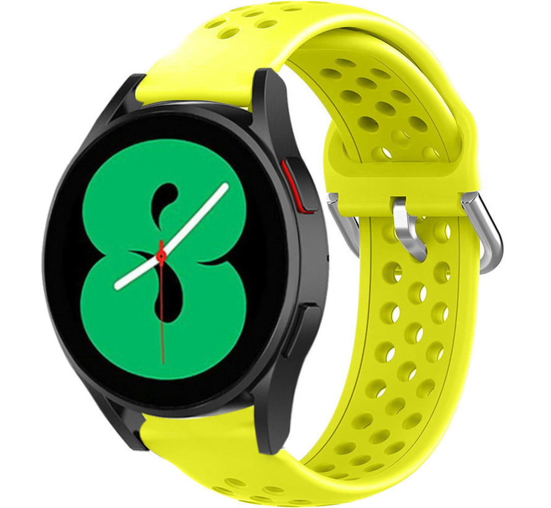 Strap-it Strap-it Bracelet silicone perforé Galaxy Watch 4 - 44mm (jaune)