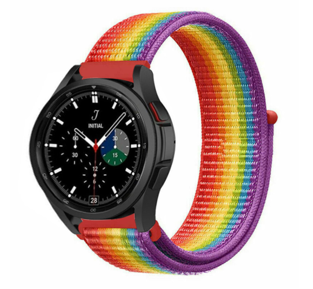 Strap-it Strap-it Bracelet nylon Samsung Galaxy Watch 4 Classic 46mm (arc-en-ciel)