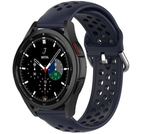 Strap-it Strap-it Bracelet silicone perforé Samsung Galaxy Watch 4 Classic 46mm (bleu foncé)
