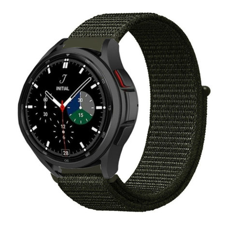Strap-it Strap-it Bracelet nylon Samsung Galaxy Watch 4 Classic 42mm (vert foncé)