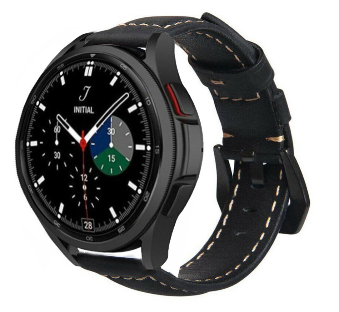 Strap-it Strap-it Bracelet cuir Samsung Galaxy Watch 4 Classic 42mm (Noir)