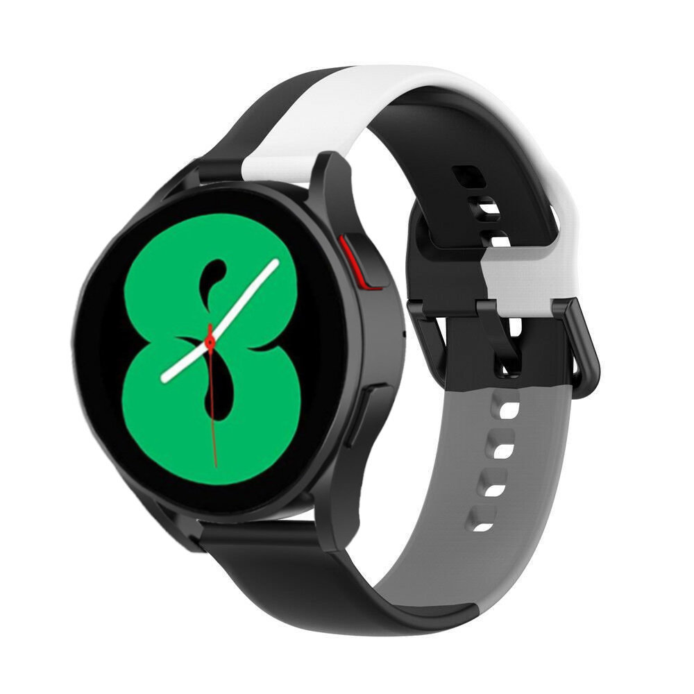 Strap-it Strap-it Bracelet triple sport Samsung Galaxy Watch 4 44mm (noir-blanc-gris)