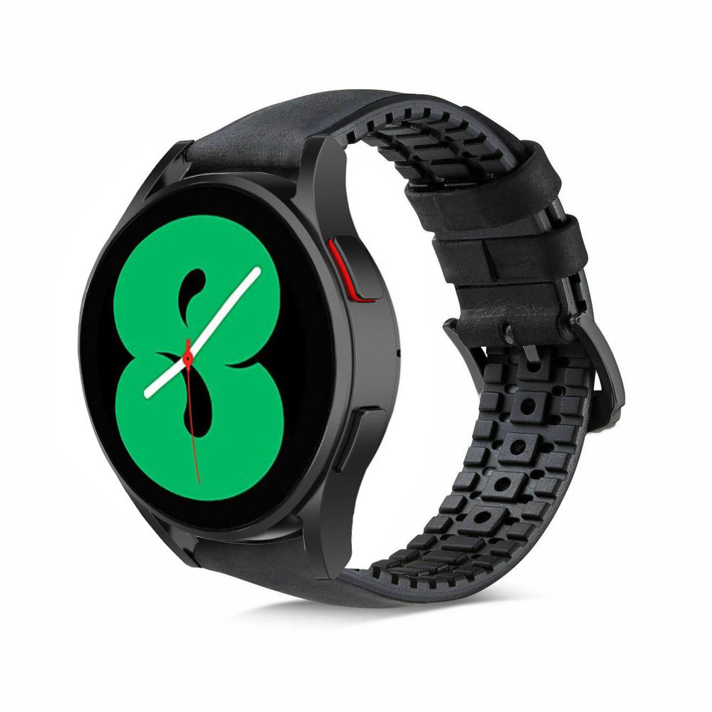Strap-it Strap-it Bracelet silicone/cuir Galaxy Watch 4 - 44mm (noir)