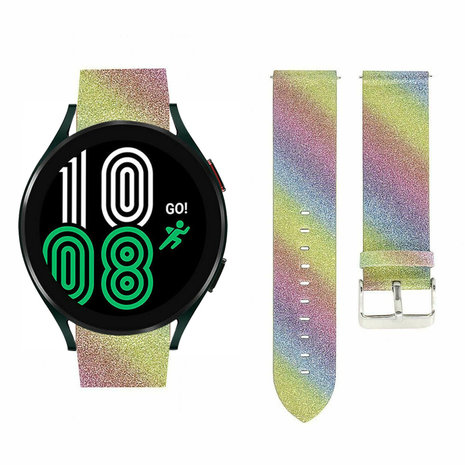 Strap-it Strap-it Bracelet cuir pailleté Samsung Galaxy Watch 4 40mm (arc-en-ciel)