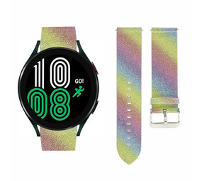 Strap-it Bracelet cuir pailleté Galaxy Watch 4 44mm (arc-en-ciel)