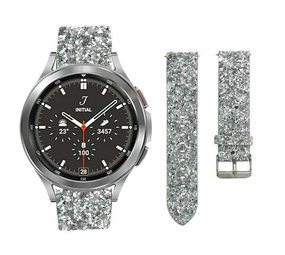 Strap-it Bracelet cuir pailleté Samsung Galaxy Watch 4 Classic 46mm (argent)